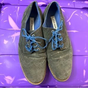 STEVE MADDEN Mens Blue Gray Leather Shoes Casual Loafers Size 10 Wingtip Cowboy